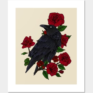Raven and roses Posters and Art
